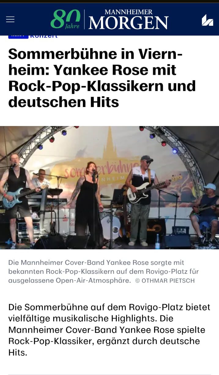 Yankee Rose - Rock & Pop Covers - Sommerbühne Viernheim 2026