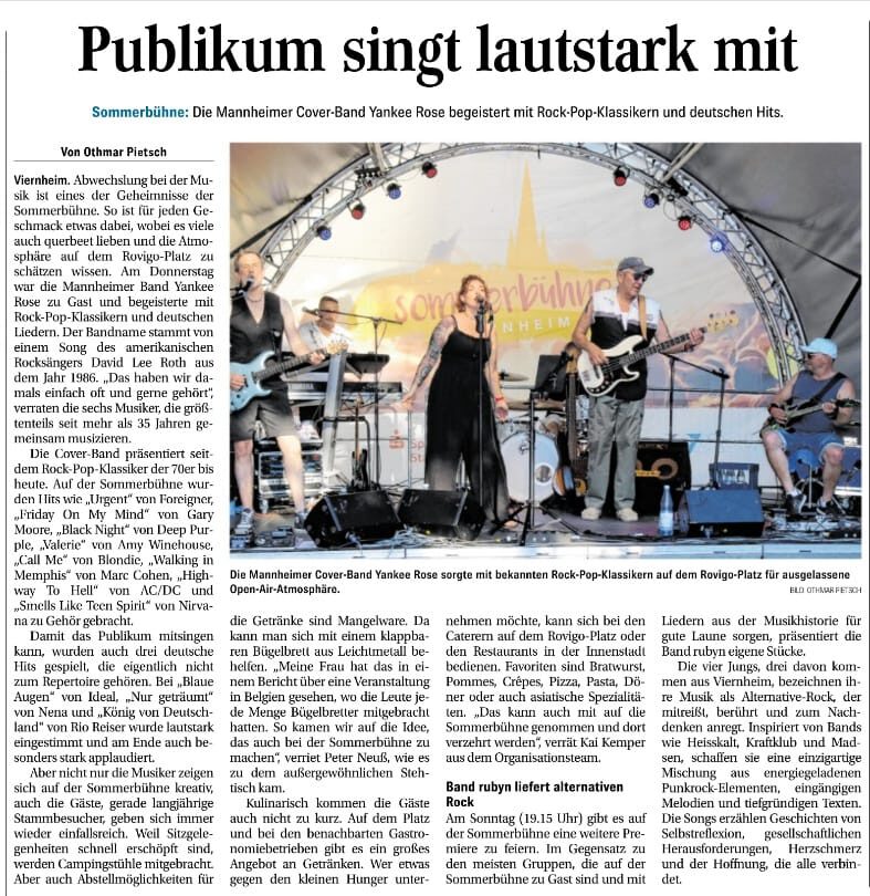 Yankee Rose - Rock & Pop Covers - Sommerbühne Viernheim 2026